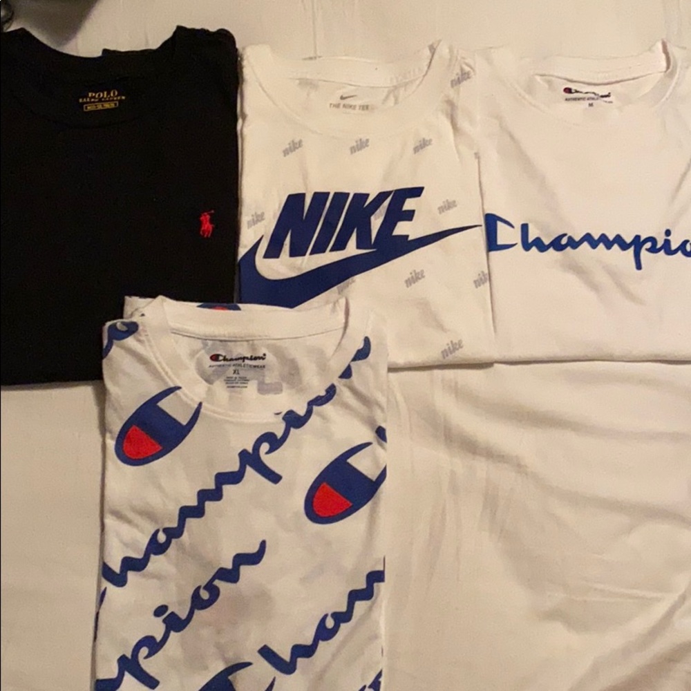 4 shirt bundle Nike , Champion , Polo